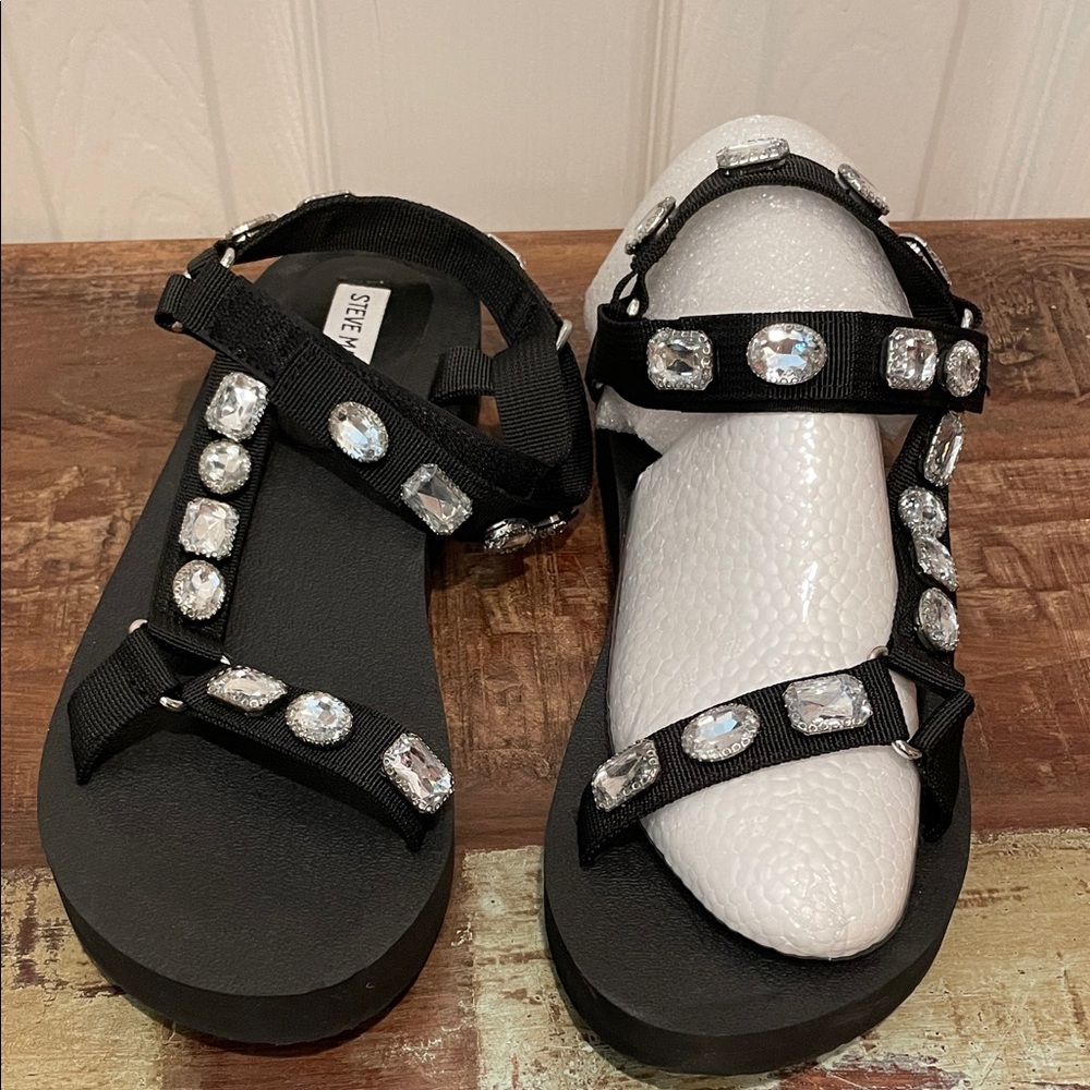 Steve Madden Black Sandals with Silver Gemstones - Picture 2 of 4